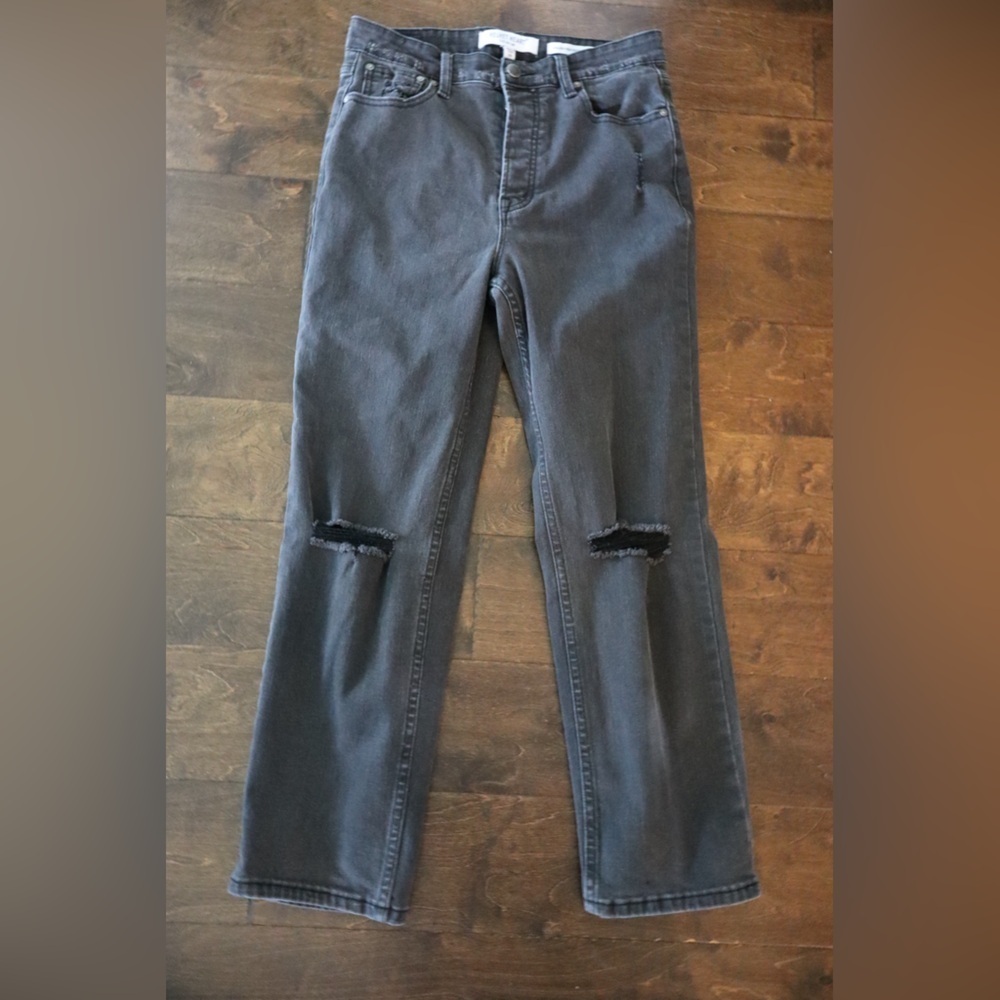 Velvet Heart Kalani High Rise Straight Leg Distressed Jeans Black